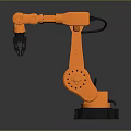 Orange Industrial Robotic Arm With Mechanical Claw And Black Stable Base Structure 3d model