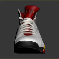High Top White Sports Shoes With Red Yellow Black Accents And Logo Design