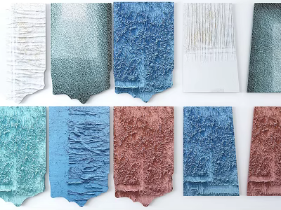 Colorful Fabric Samples With Various Textures And Patterns In Different Hues 3d model