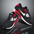 Black Red White Sporty Sneakers With Air Cushion And Modern Design Details