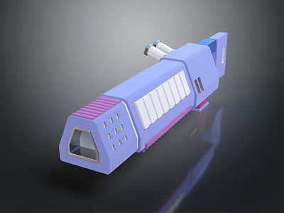 Sci-Fi Weapon 3D Model With Purple Body White Stripes And Pink Details 3d model