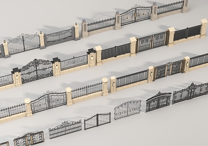 Jane Europe wrought iron gate villa gate courtyard wrought iron gate outdoor gate wall gate 3d model