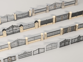 Jane Europe wrought iron gate villa gate courtyard wrought iron gate outdoor gate wall gate 3d model