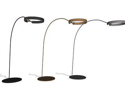 Floor Lamps with Modern Arc Shaped Design and Round Base in Various Colors 3d model
