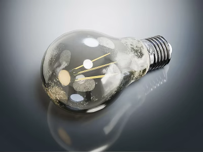 Transparent Light Bulb With Visible Filament And Textured Surface On Gray Background 3d model