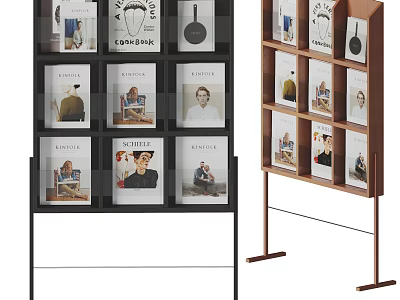 Diverse Books And Magazines Display On Modern Bookshelves With Colorful Covers And Designs 3d model