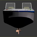 Modern White and Blue Boat with Open Deck Seating Area and Console Design