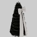 Decorative Christmas Tree With Large White Bow And Green Festive Branches 3d model