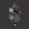Decorative Spheres With Woven Striped Textures And Various Colors On Wooden Tray