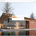 Modern Post Station Public Building Visitor Center Building Exhibition Hall Small Public Building Cafe Building Post Station Building 3d model