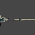 Spiked Decorative Skull Weapon With Glowing Blue Parts And Leather Wrapped Bone Handle