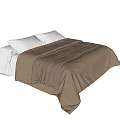 Modern Double Bed Interior With White Pillows Brown Blanket And Soft Linen Sheets 3d model