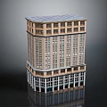 Cartoon Scenery Multi Story Building With Detailed Windows And Ground Floor Shop Fronts