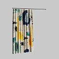 Modern Decorative Curtain With White Background And Colorful Plant Geometric Patterns
