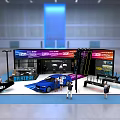 Lutronic Exhibition Booth With Blue Car Display And Interactive Stands In Modern Event