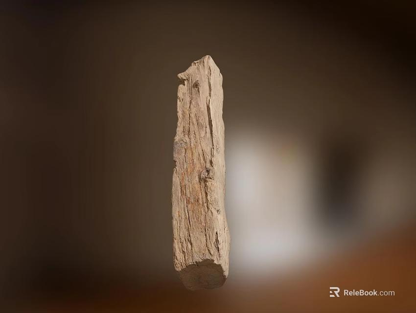 Natural Stone Base and Textured Wood Decorative Element for Rustic Home Design 3d model 