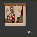 Christmas Living Room Interior With Green Sofa Red Curtains String Lights And Tree