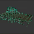 Rustic Wooden Platform Structure Featuring Weathered Planks And Stacked Crates On Top 3d model