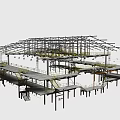 Public Facility Construction Site With Steel Structure Framework And Multi Level Platforms 3d model