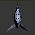 3D Rendered Fish With Black And White Stripes And Blue Tail On Dark Background