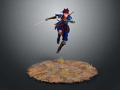 Lady Soldier Female Detective Female Hit Warrior Samurai Soldier Detective Agent Hit 3d model