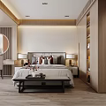 Modern Bedroom Interior Design With Bed Nightstands Lamps Decorative Mirror And Wooden Floor