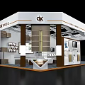 Modern Exhibition Booth Featuring White Brown Exterior CK DESIGN Branding Interior Display Cabinets And Sofa