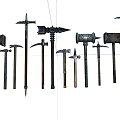 A complete set of ancient warhammer weapons 3d model