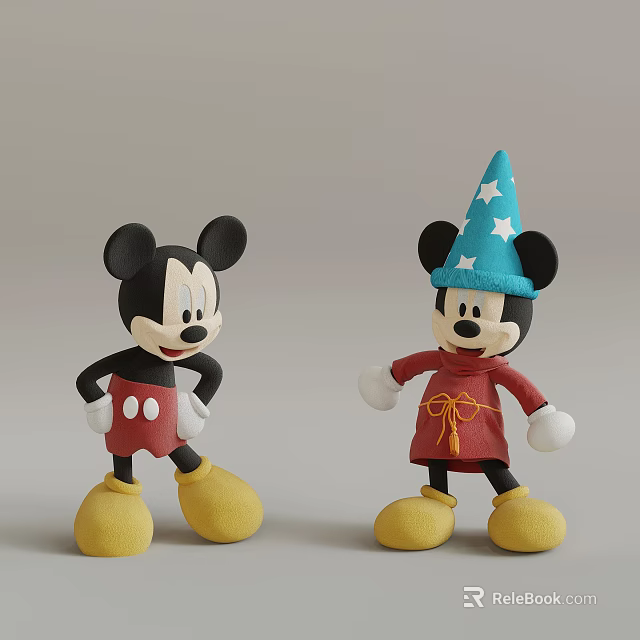 Mickey Mouse Dolls With Classic Design Blue Star Hat Red Outfit Yellow Shoes 3d model 