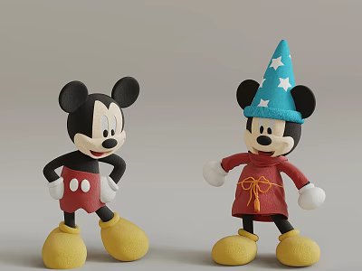 Mickey Mouse Dolls With Classic Design Blue Star Hat Red Outfit Yellow Shoes 3d model