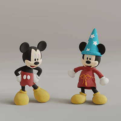 Mickey Mouse Dolls With Classic Design Blue Star Hat Red Outfit Yellow Shoes 3d model