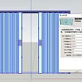 Light Green Vertical Striped Sliding Doors with Dark Brown Frame and Open Design