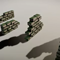 Moss Covered Stone Wall Blocks With Textured Surfaces And Stacked Segments 3d model