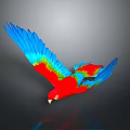Colorful Parrot Flying With Vibrant Blue Red Green Feathers In Mid Air