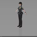 3D Model Of Female Police Officer In Uniform With Badge Utility Belt And Arms Outstretched