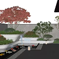 Serene Courtyard Garden With Koi Pond Stone Lanterns Red Maple Tree And Stone Paving