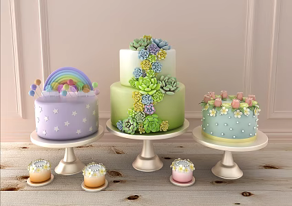 Modern Cake Internet Red Flip Sugar Art Cake 3d model