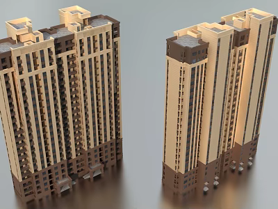 High Rise Residential Building With Modern Architectural Exterior And Balcony Design 3d model