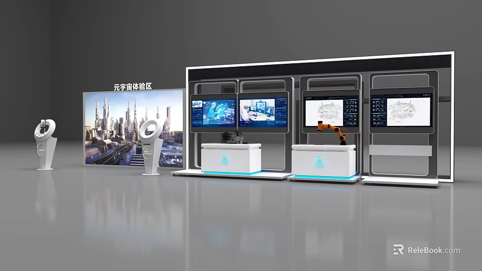 Modern Tobacco and Alcohol Store with Metaverse Experience Displays Large Screens and Counters 3d model 