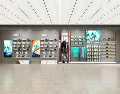 Shoe Store Shoe Wall Shelf Clothing Shelf Shoe Shelf Display Shelf 3d model