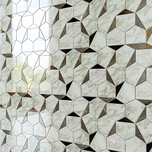 Modern Hexagonal Marble Mosaic Tiles As Interior Wall Decorative Components 3d model