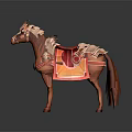 Character Mount Brown Horse Featuring Decorative Red Saddle And Ornate Gear