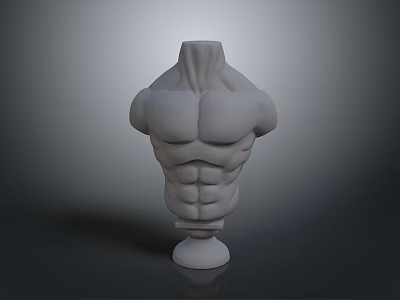 White Muscular Human Torso Model With Base For Home Living Decorative Supplies 3d model