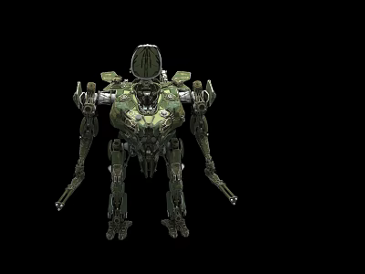 Green Mechanical Humanoid Weapon With Armored Structure And Futuristic Design 3d model