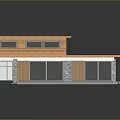 Modern Architectural Model With Orange Roof Wooden Structure Stone Walls Glass Windows And Platform