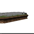 Commercial Equipment City Model With Wooden Base Green Grass White Buildings And Glass Fence
