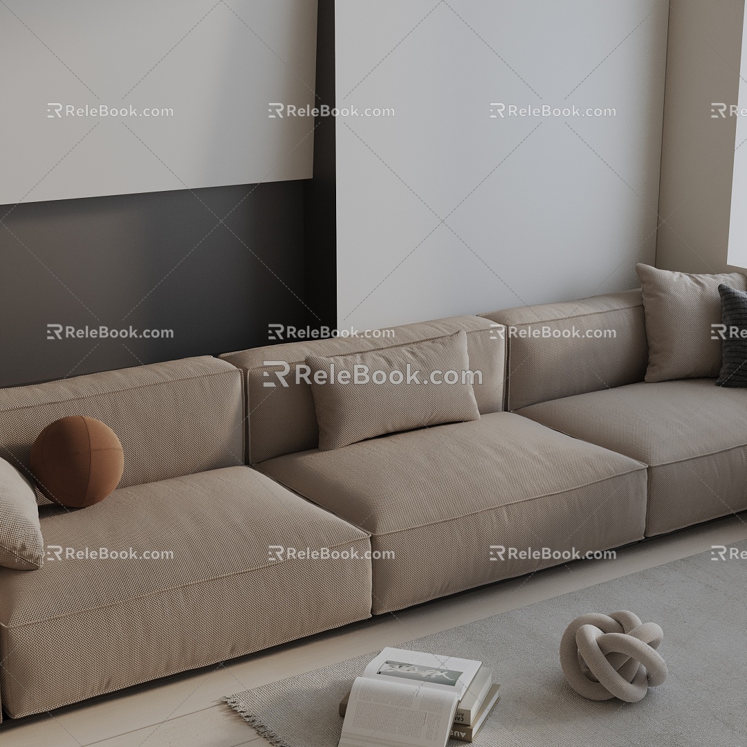 Modern three-seat sofa 3d model