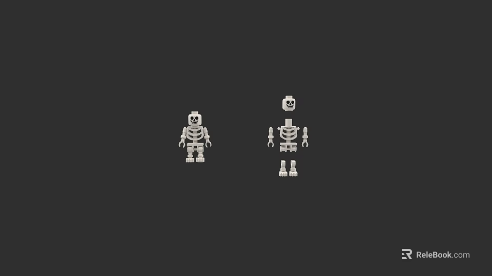 Two Skeleton Characters In Game And Movie With White Design On Black Background 3d model 