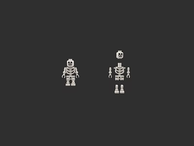Two Skeleton Characters In Game And Movie With White Design On Black Background 3d model
