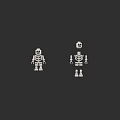 Two Skeleton Characters In Game And Movie With White Design On Black Background